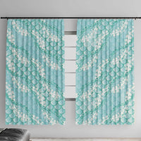 Light Turquoise Mermaid Puakenikeni Maile Lei Window Curtain