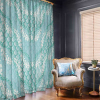 Light Turquoise Mermaid Puakenikeni Maile Lei Window Curtain