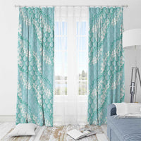 Light Turquoise Mermaid Puakenikeni Maile Lei Window Curtain