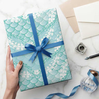 Light Turquoise Mermaid Puakenikeni Maile Lei Wrapping Paper