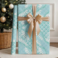 Light Turquoise Mermaid Puakenikeni Maile Lei Wrapping Paper