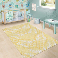 Pastel Yellow Mermaid Puakenikeni Maile Lei Area Rug