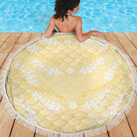 Pastel Yellow Mermaid Puakenikeni Maile Lei Beach Blanket