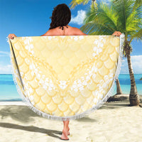 Pastel Yellow Mermaid Puakenikeni Maile Lei Beach Blanket