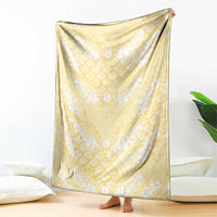 Pastel Yellow Mermaid Puakenikeni Maile Lei Blanket