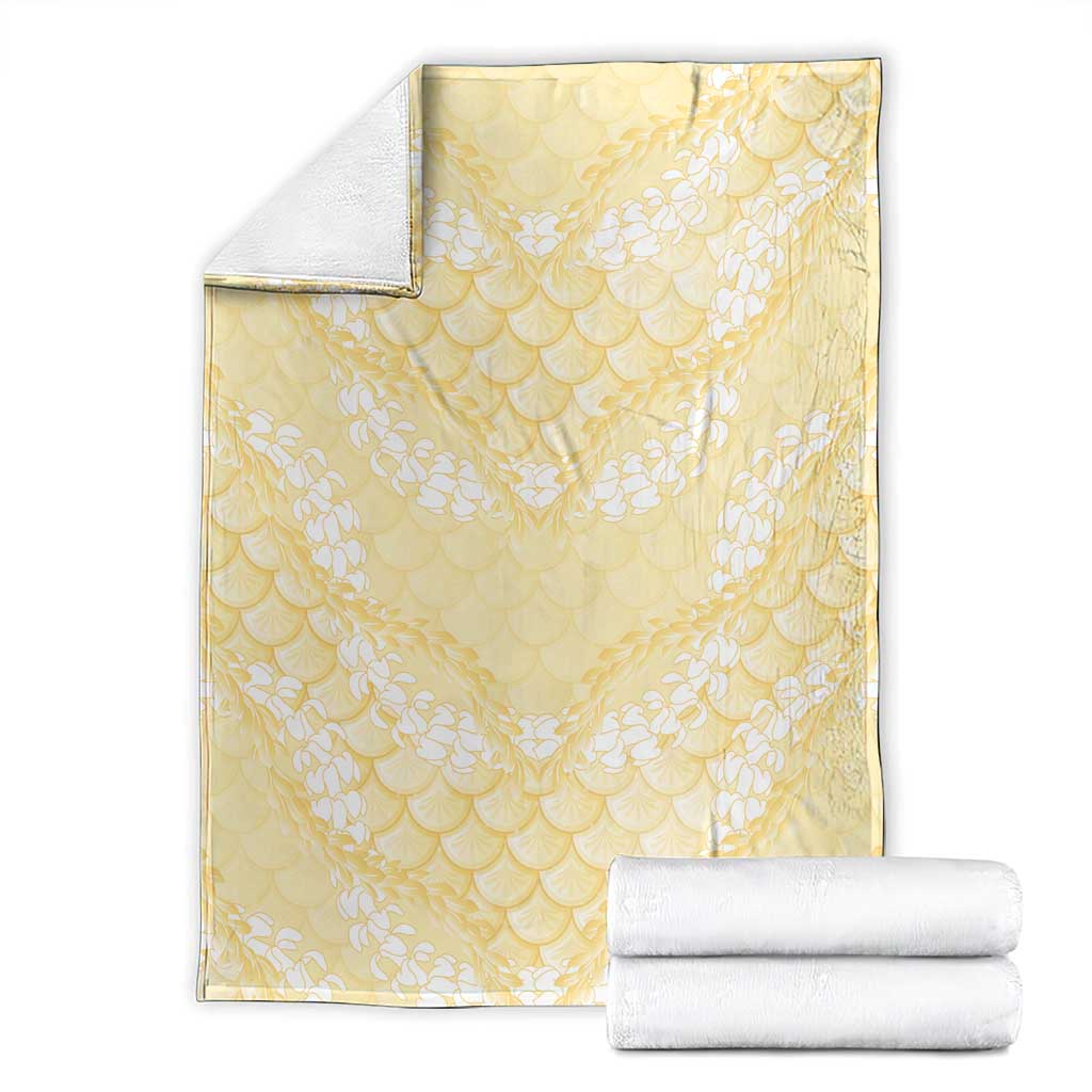Pastel Yellow Mermaid Puakenikeni Maile Lei Blanket