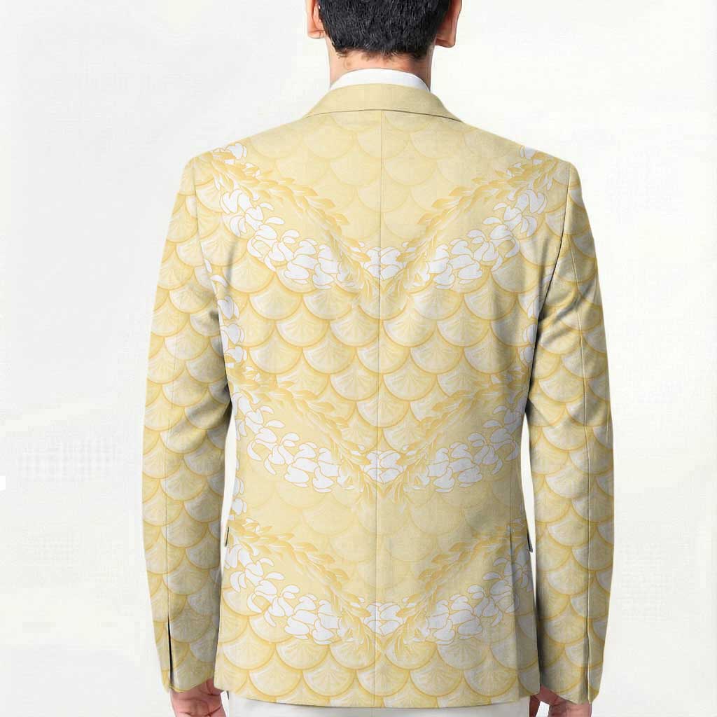Pastel Yellow Mermaid Puakenikeni Maile Lei Blazer