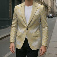 Pastel Yellow Mermaid Puakenikeni Maile Lei Blazer