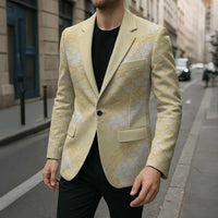 Pastel Yellow Mermaid Puakenikeni Maile Lei Blazer