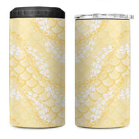 Pastel Yellow Mermaid Puakenikeni Maile Lei 4 in 1 Can Cooler Tumbler