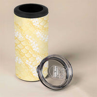Pastel Yellow Mermaid Puakenikeni Maile Lei 4 in 1 Can Cooler Tumbler
