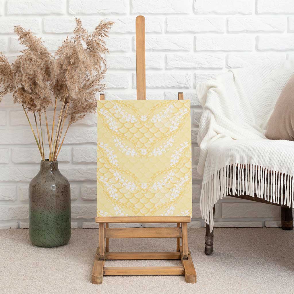 Pastel Yellow Mermaid Puakenikeni Maile Lei Canvas Wall Art