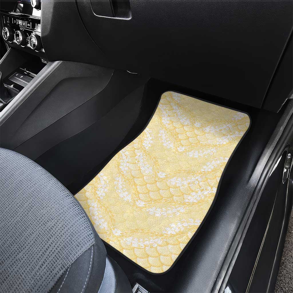 Pastel Yellow Mermaid Puakenikeni Maile Lei Car Mats
