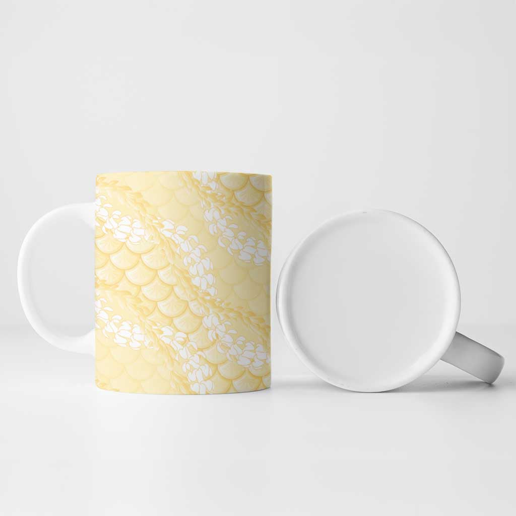 Pastel Yellow Mermaid Puakenikeni Maile Lei Ceramic Mug
