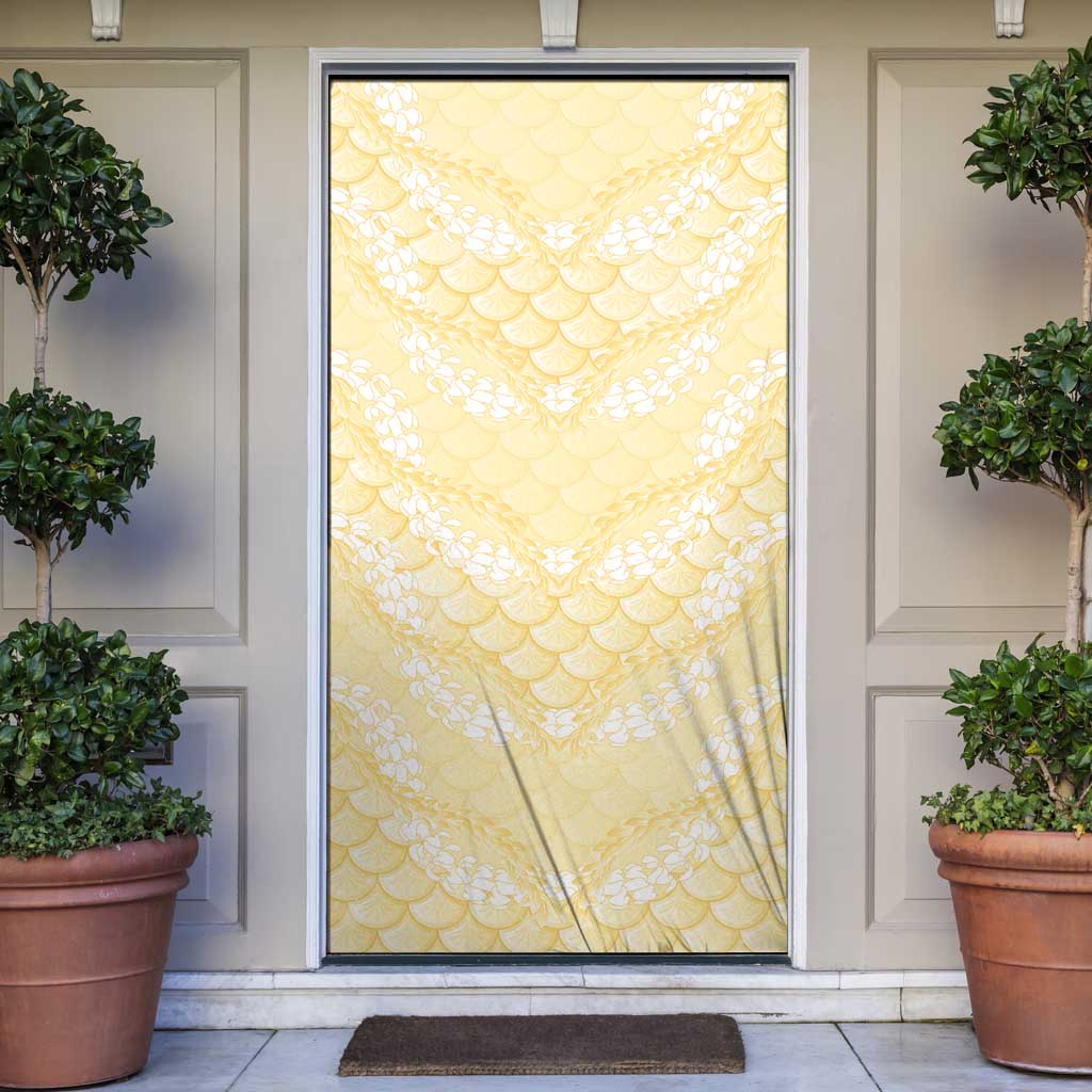 Pastel Yellow Mermaid Puakenikeni Maile Lei Door Cover