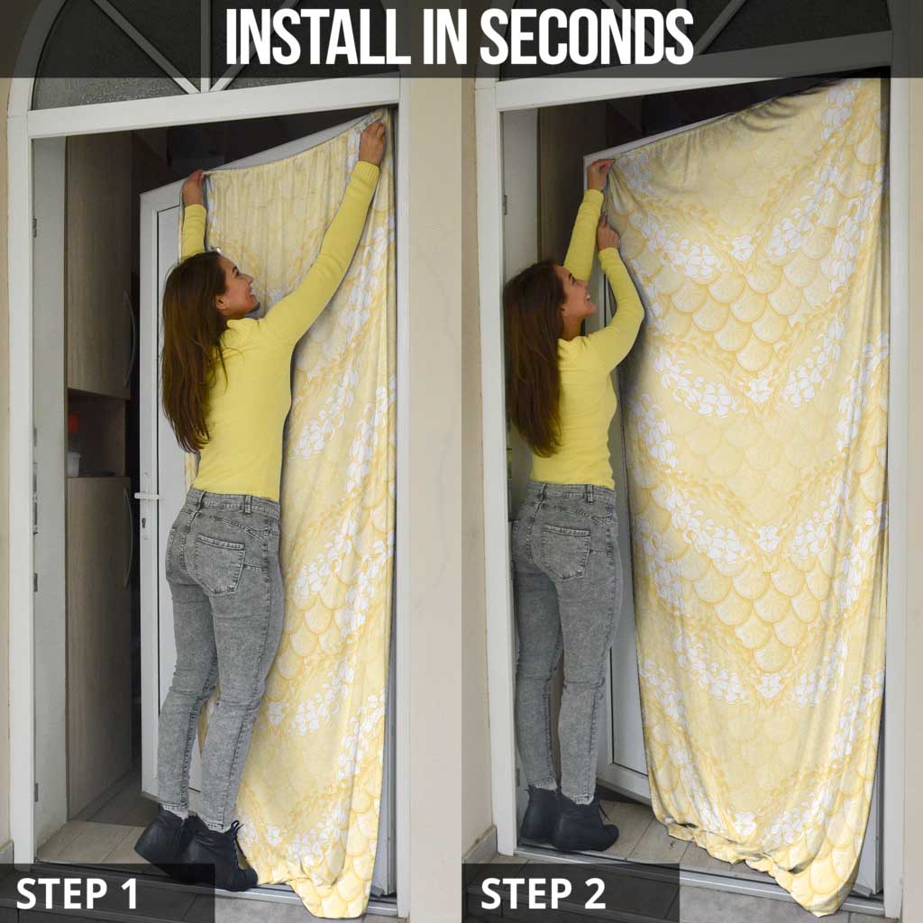 Pastel Yellow Mermaid Puakenikeni Maile Lei Door Cover