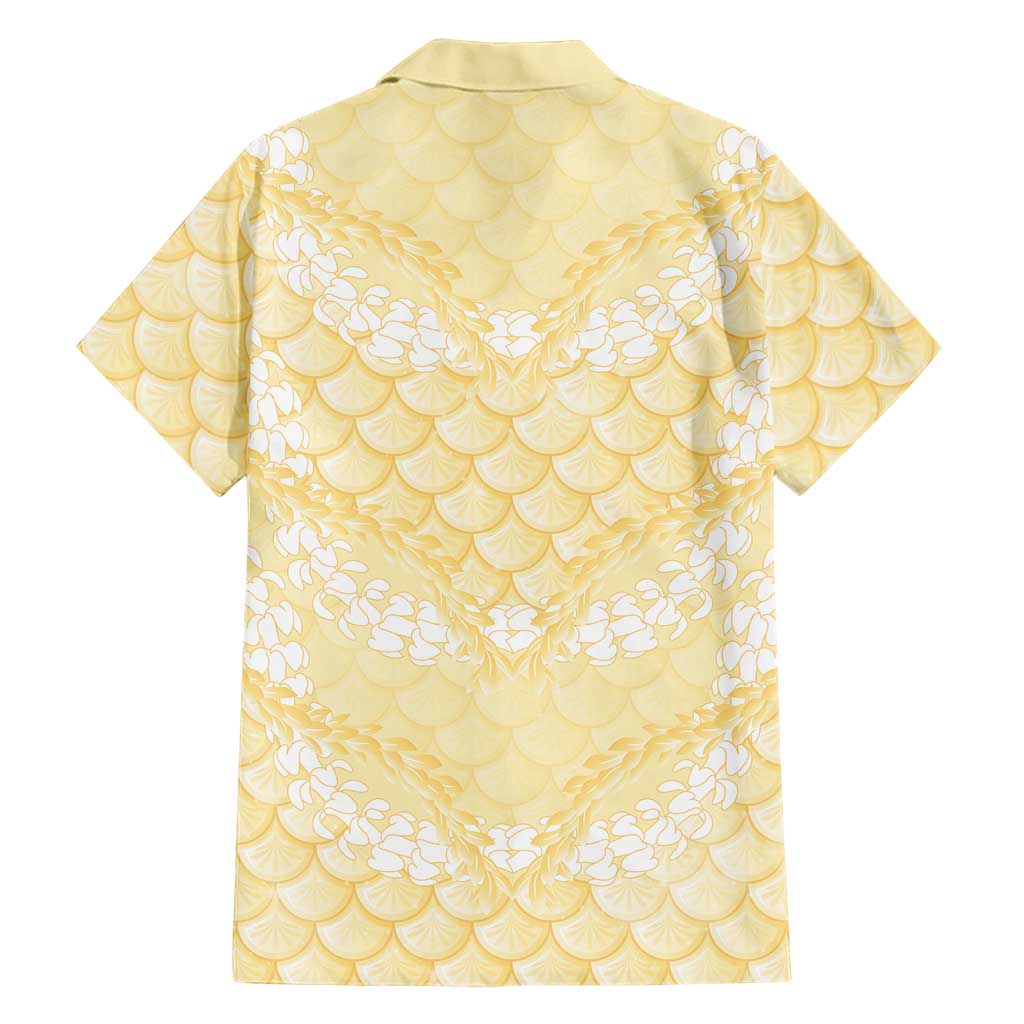 Pastel Yellow Mermaid Puakenikeni Maile Lei Family Matching Mermaid Dress and Hawaiian Shirt LT01 - Polynesian Pride