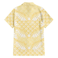 Pastel Yellow Mermaid Puakenikeni Maile Lei Family Matching Mermaid Dress and Hawaiian Shirt LT01 - Polynesian Pride