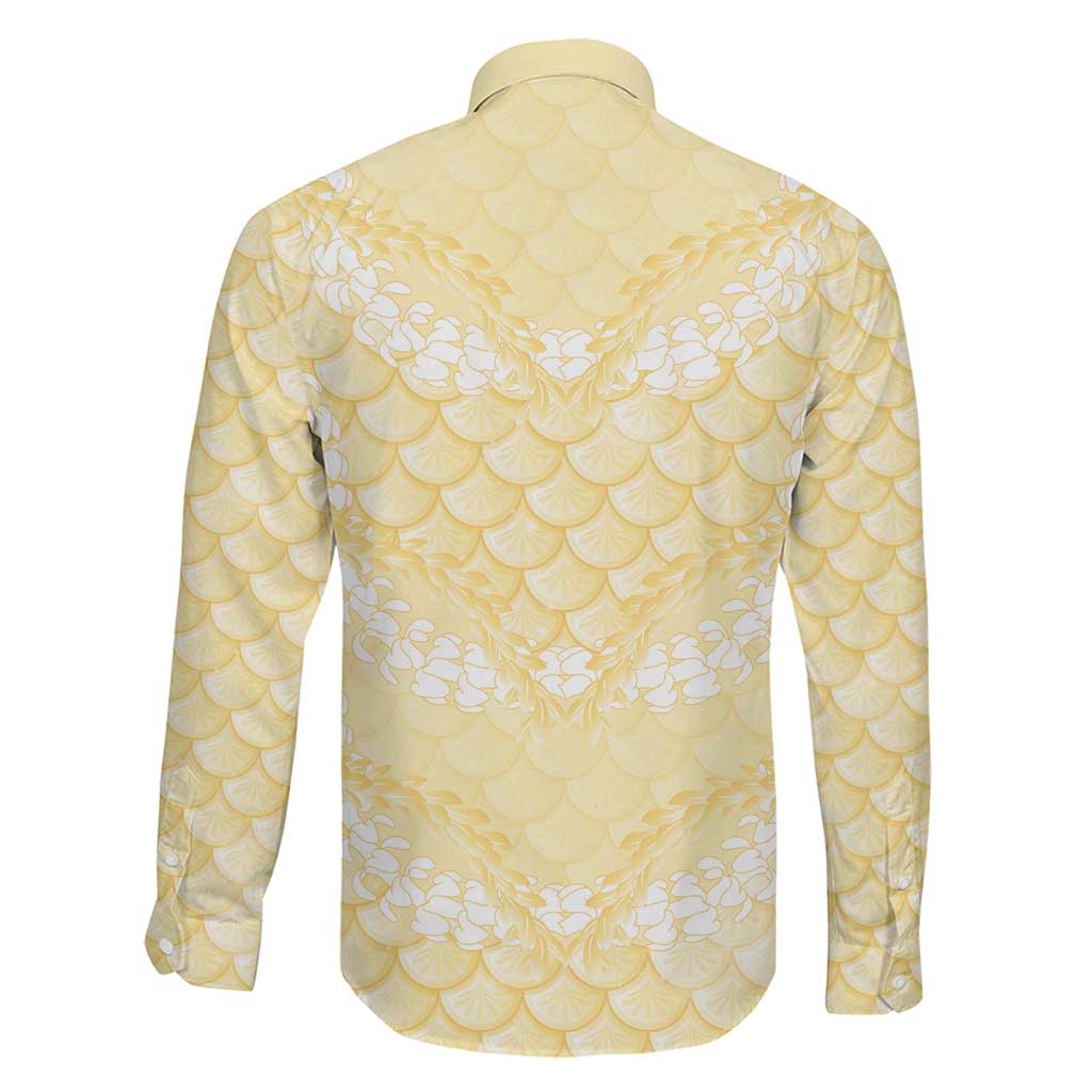 Pastel Yellow Mermaid Puakenikeni Maile Lei Family Matching Mermaid Dress and Hawaiian Shirt LT01 - Polynesian Pride