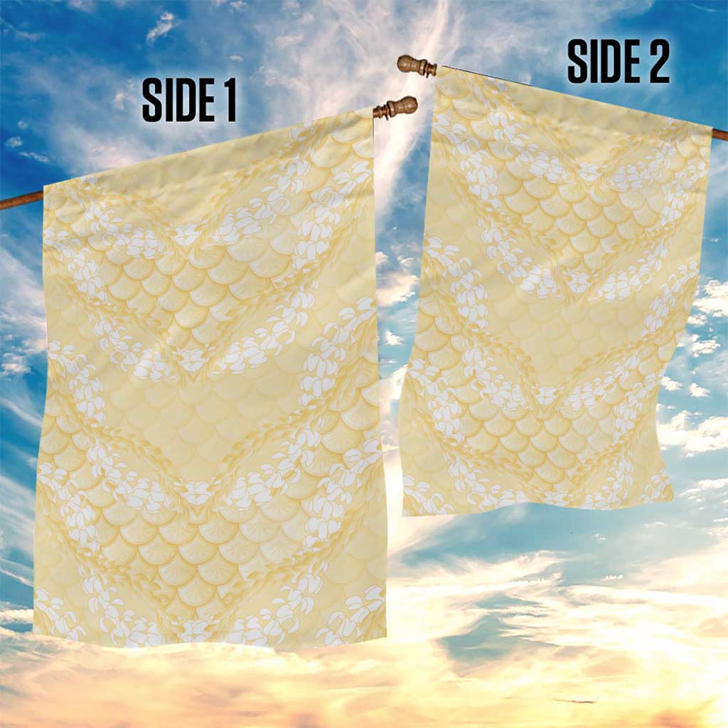 Pastel Yellow Mermaid Puakenikeni Maile Lei Garden Flag LT01 - Polynesian Pride