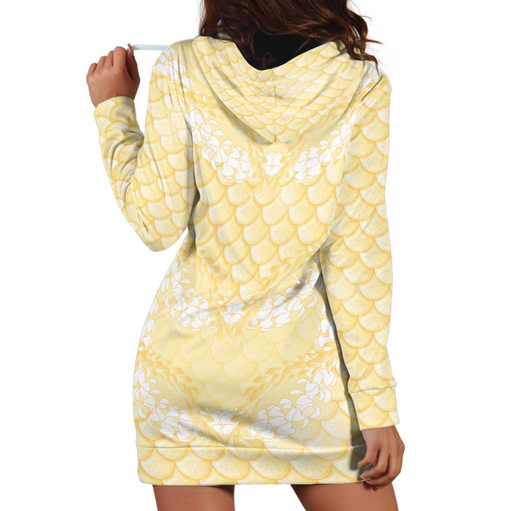 Pastel Yellow Mermaid Puakenikeni Maile Lei Hoodie Dress LT01 - Polynesian Pride