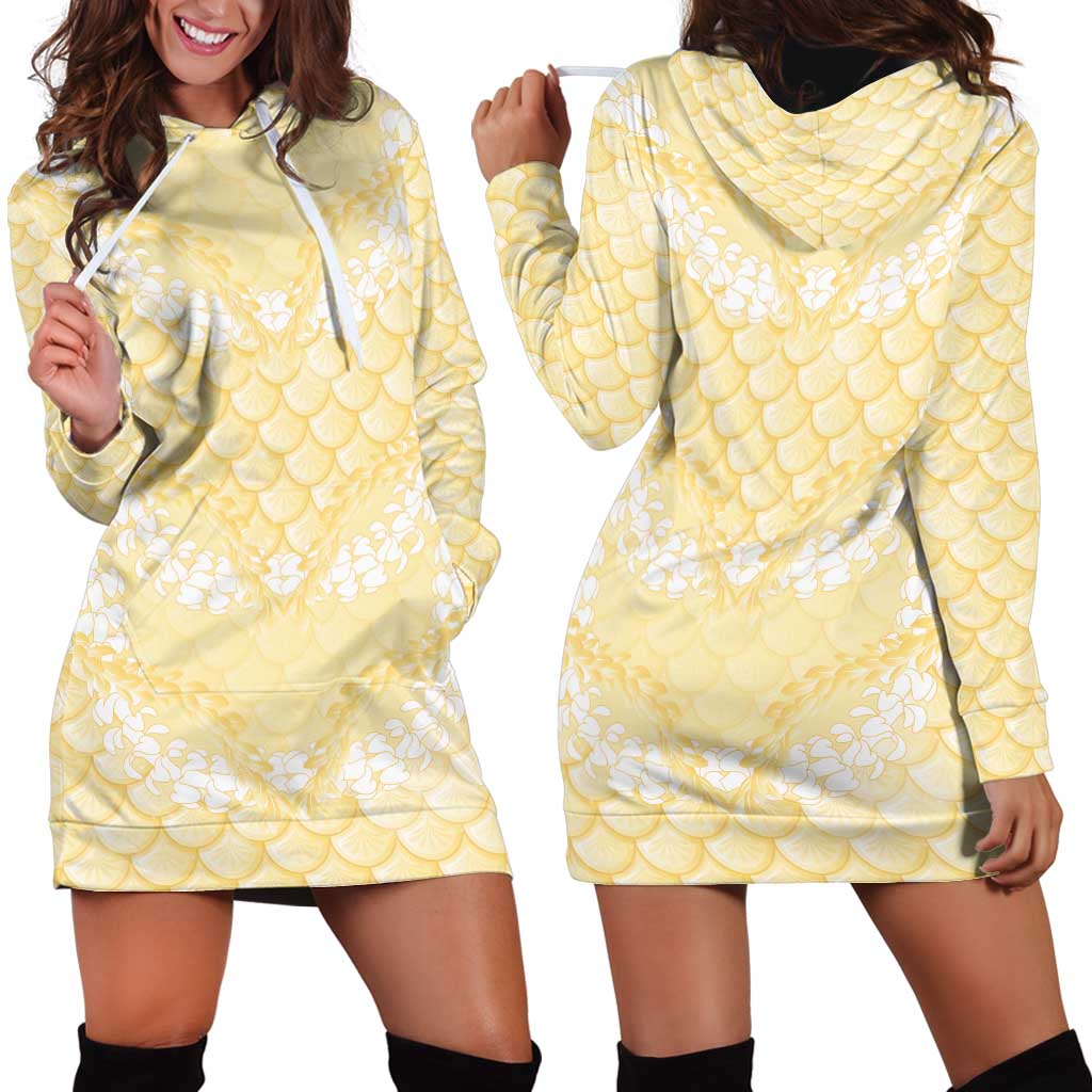 Pastel Yellow Mermaid Puakenikeni Maile Lei Hoodie Dress LT01 - Polynesian Pride