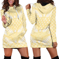 Pastel Yellow Mermaid Puakenikeni Maile Lei Hoodie Dress LT01 - Polynesian Pride