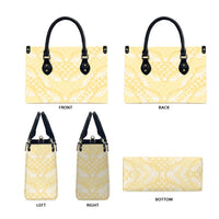 Pastel Yellow Mermaid Puakenikeni Maile Lei Leather Bag
