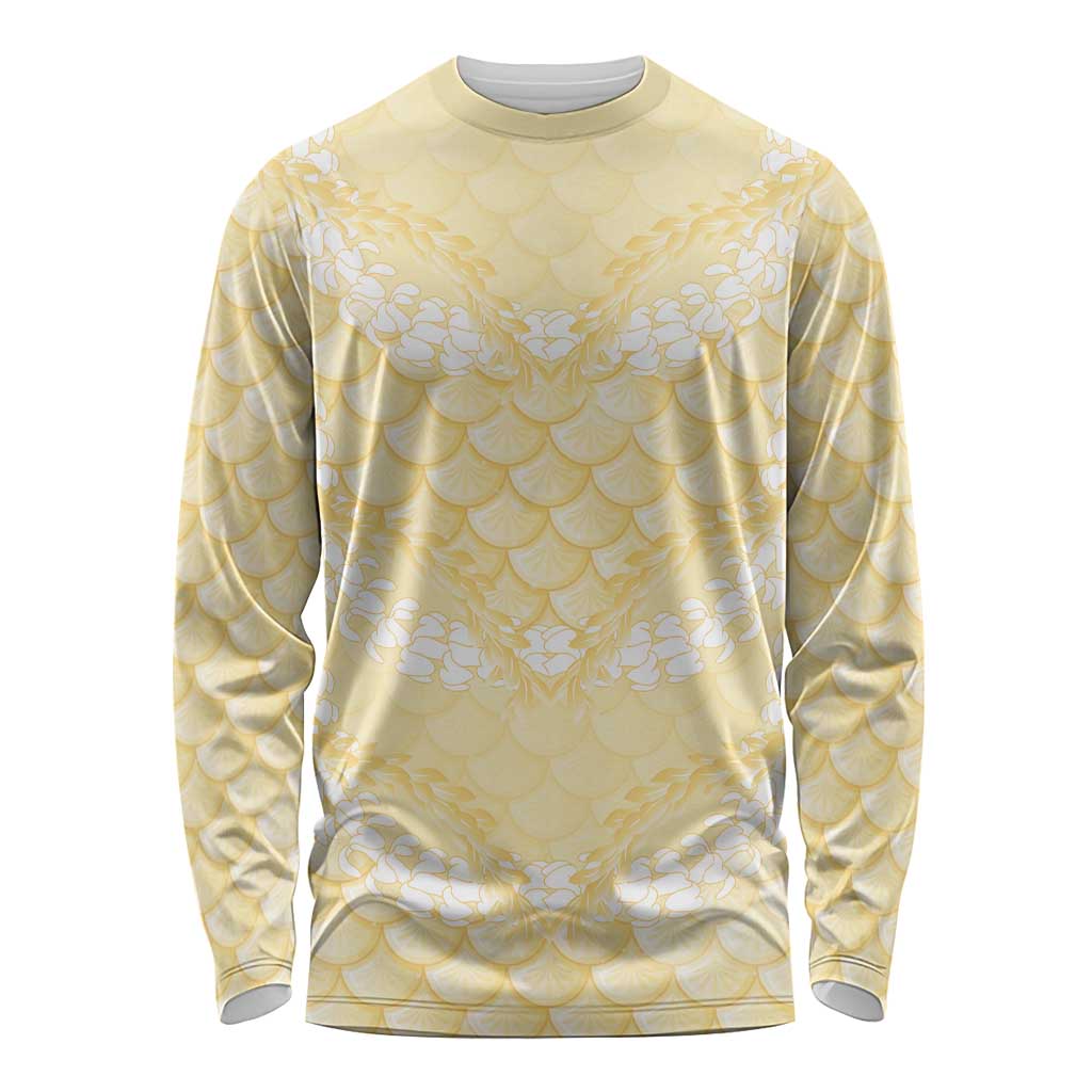 Pastel Yellow Mermaid Puakenikeni Maile Lei Long Sleeve Shirt