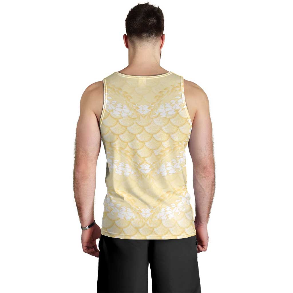 Pastel Yellow Mermaid Puakenikeni Maile Lei Men Tank Top LT01 - Polynesian Pride