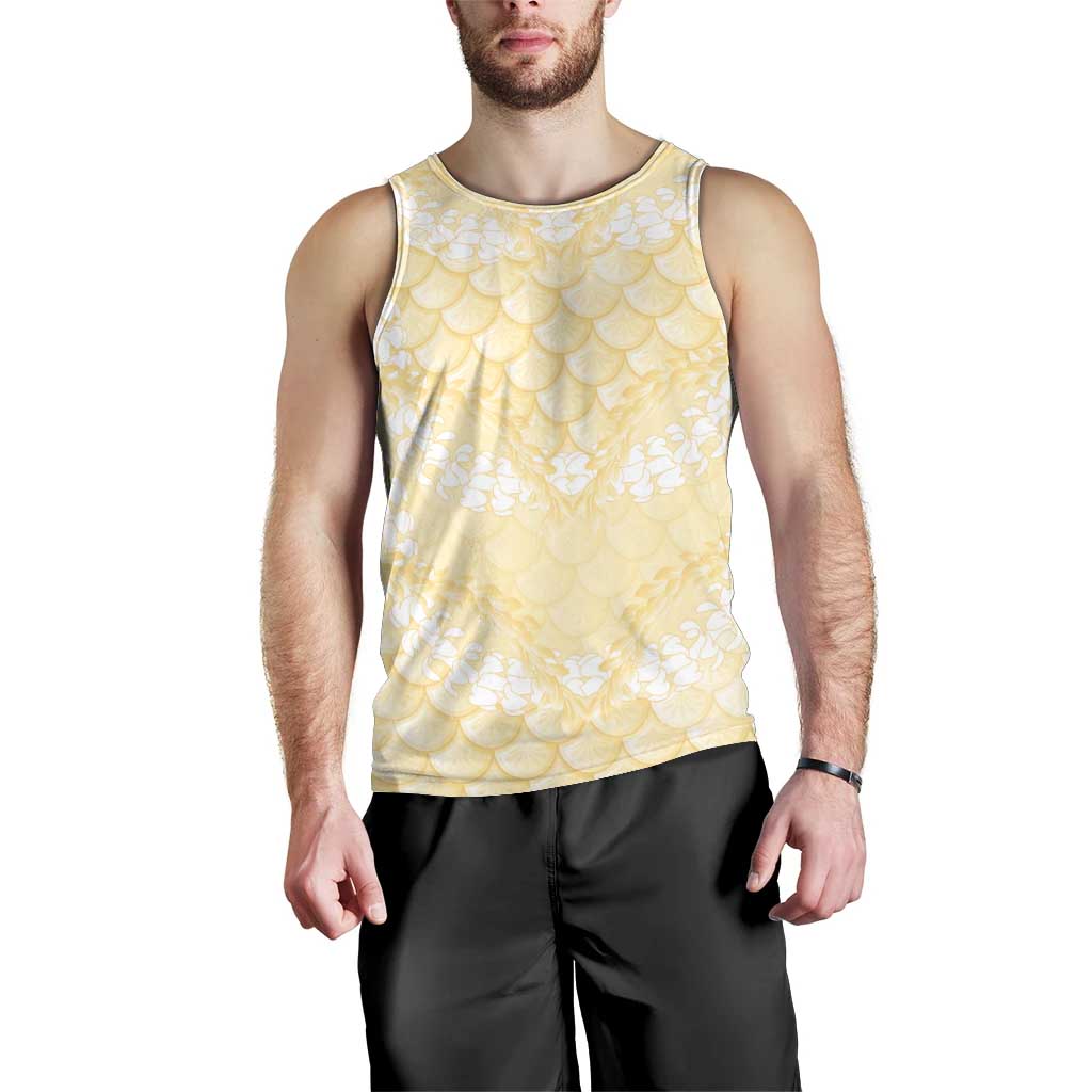 Pastel Yellow Mermaid Puakenikeni Maile Lei Men Tank Top LT01 - Polynesian Pride