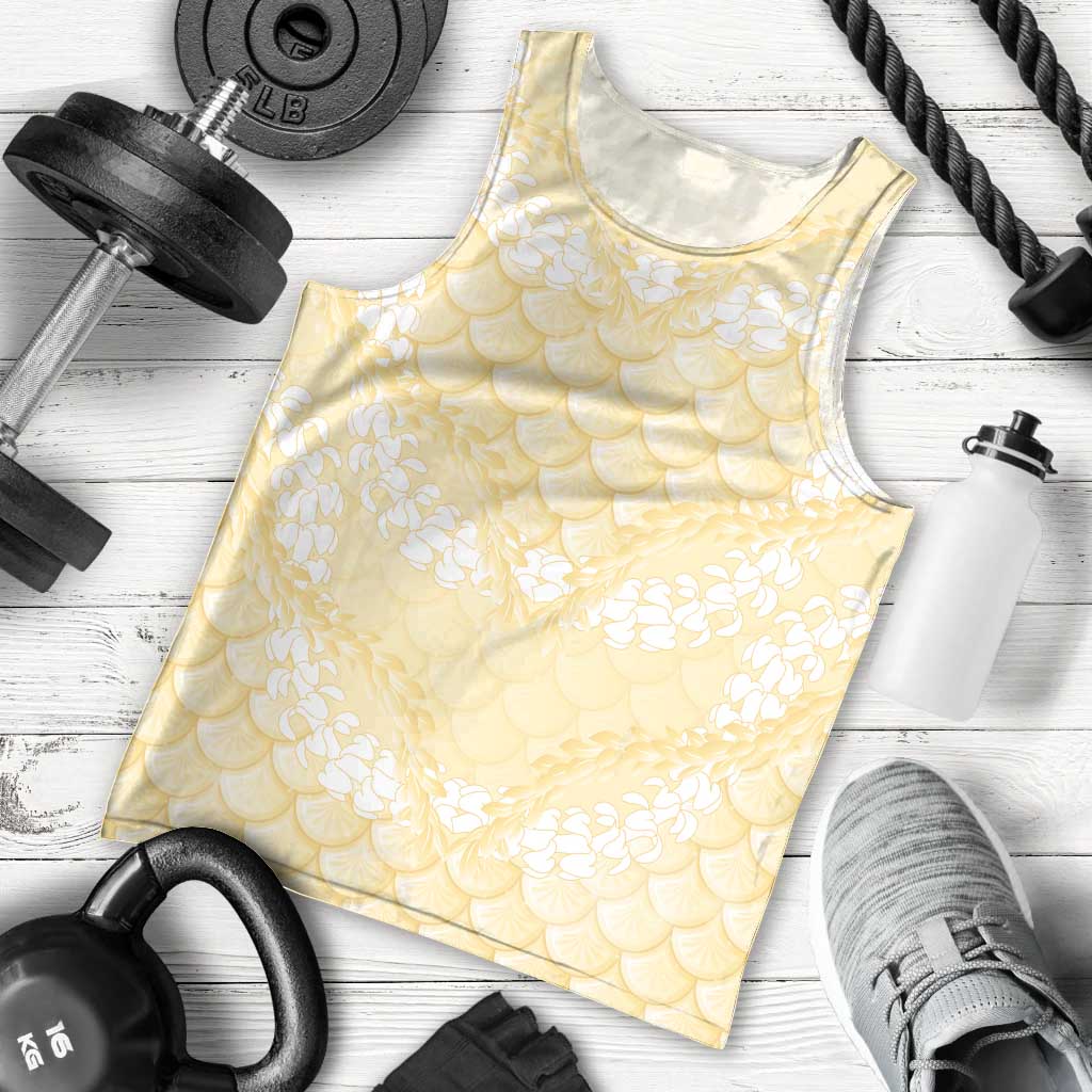 Pastel Yellow Mermaid Puakenikeni Maile Lei Men Tank Top LT01 - Polynesian Pride