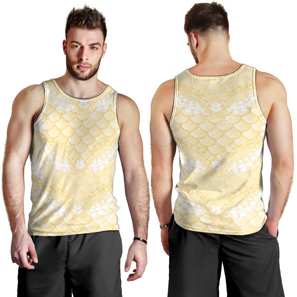 Pastel Yellow Mermaid Puakenikeni Maile Lei Men Tank Top LT01 - Polynesian Pride