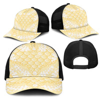 Pastel Yellow Mermaid Puakenikeni Maile Lei Mesh Trucker Cap