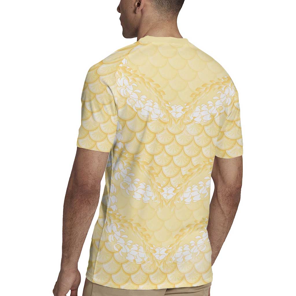 Pastel Yellow Mermaid Puakenikeni Maile Lei Rugby Jersey