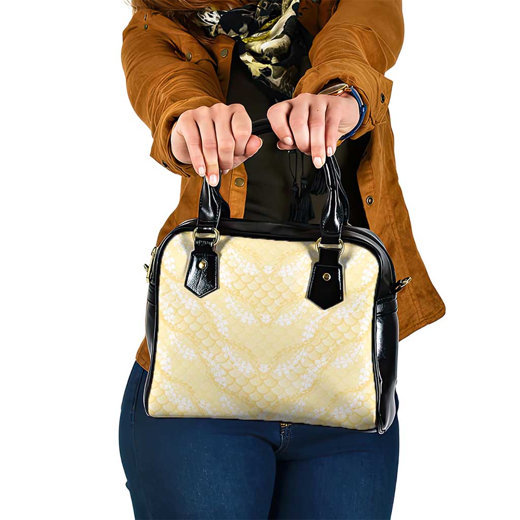 Pastel Yellow Mermaid Puakenikeni Maile Lei Shoulder Handbag