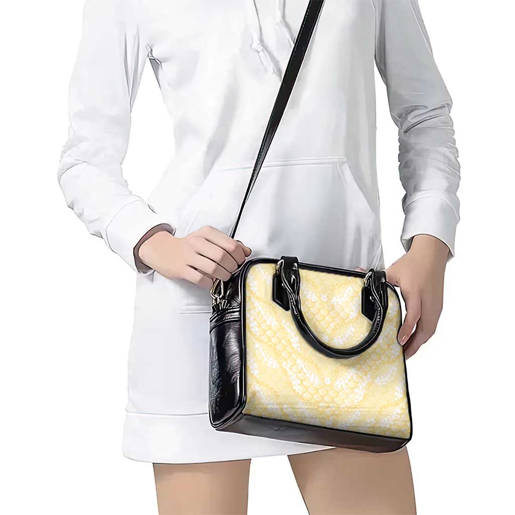 Pastel Yellow Mermaid Puakenikeni Maile Lei Shoulder Handbag