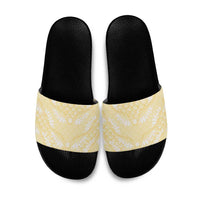 Pastel Yellow Mermaid Puakenikeni Maile Lei Slide Sandals LT01 Yellow - Polynesian Pride
