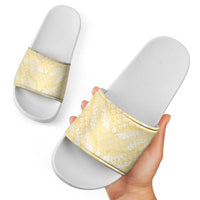 Pastel Yellow Mermaid Puakenikeni Maile Lei Slide Sandals LT01 - Polynesian Pride