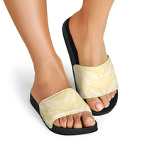Pastel Yellow Mermaid Puakenikeni Maile Lei Slide Sandals LT01 - Polynesian Pride