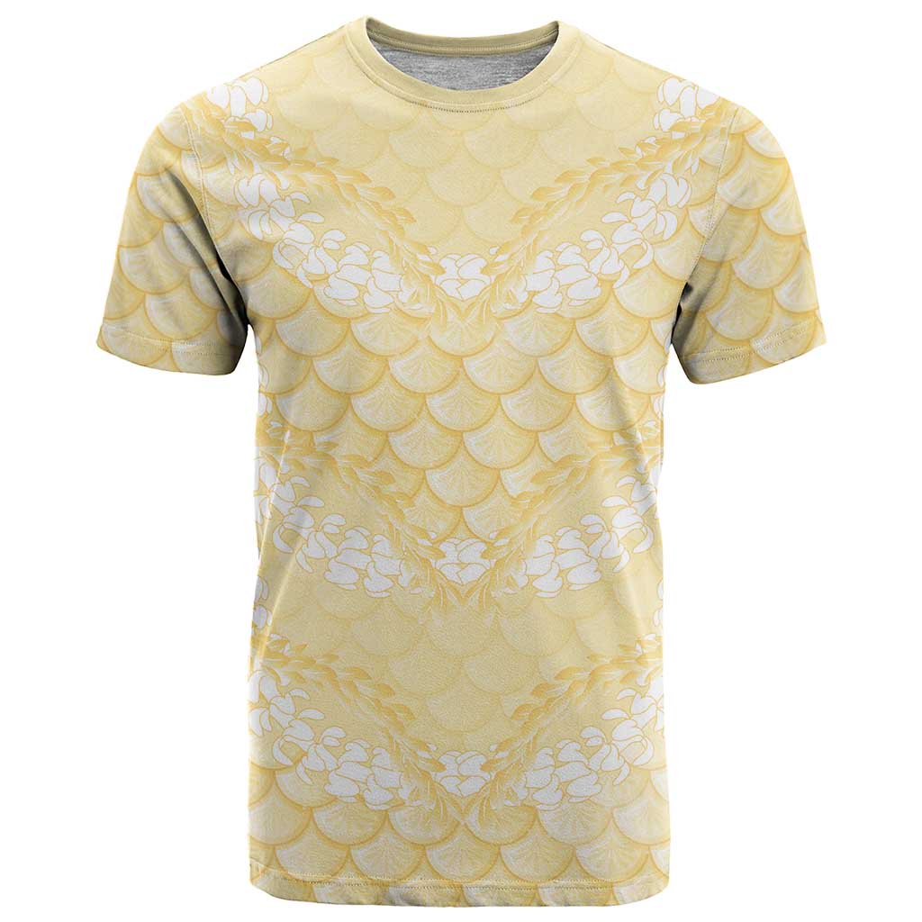 Pastel Yellow Mermaid Puakenikeni Maile Lei T Shirt LT01 Yellow - Polynesian Pride