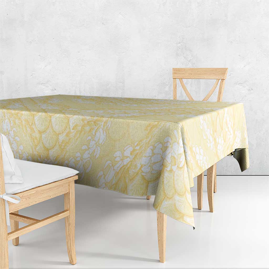 Pastel Yellow Mermaid Puakenikeni Maile Lei Tablecloth