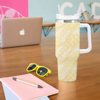 Pastel Yellow Mermaid Puakenikeni Maile Lei Tumbler With Handle LT01 - Polynesian Pride