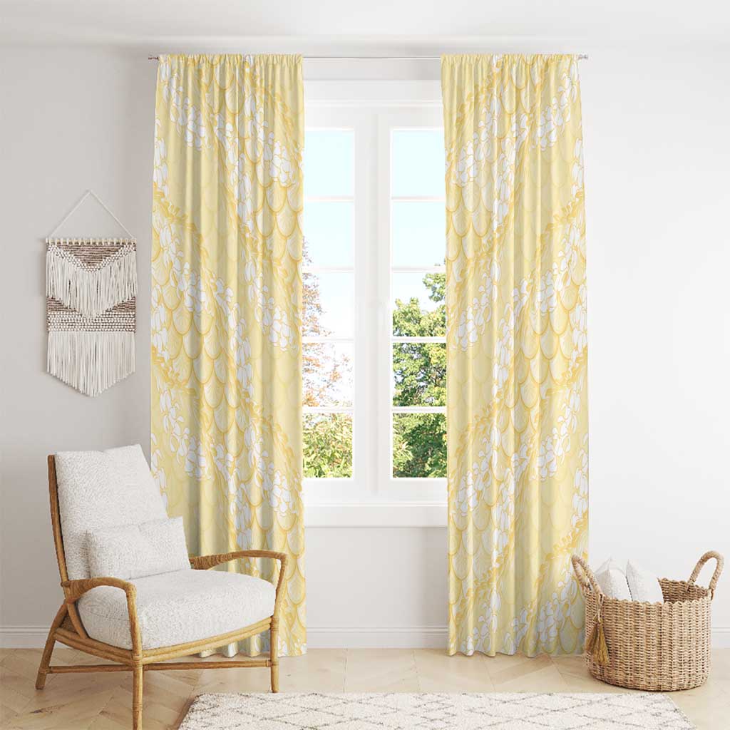 Pastel Yellow Mermaid Puakenikeni Maile Lei Window Curtain
