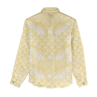 Pastel Yellow Mermaid Puakenikeni Maile Lei Women Casual Shirt