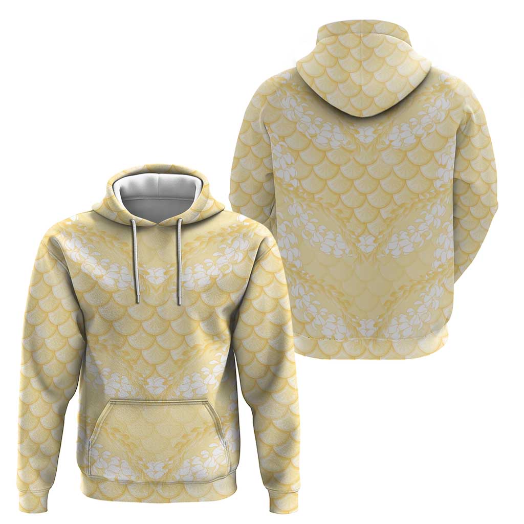 Pastel Yellow Mermaid Puakenikeni Maile Lei Zip Hoodie