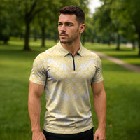 Pastel Yellow Mermaid Puakenikeni Maile Lei Zipper Polo Shirt LT01 - Polynesian Pride