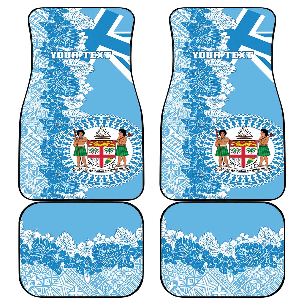 Personalised Fiji Day Car Mats Fijian Map Hibiscus Tapa Pattern