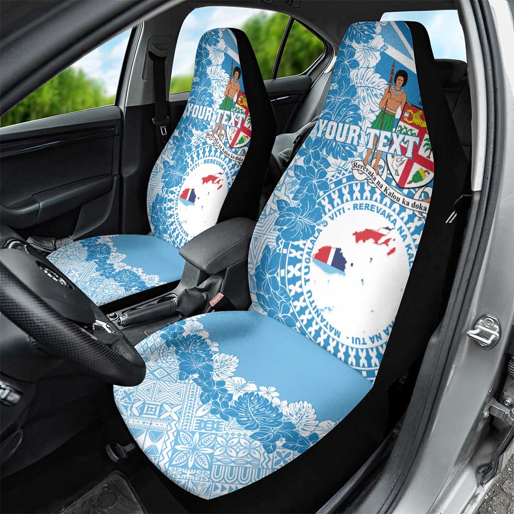 Personalised Fiji Day Car Seat Cover Fijian Map Hibiscus Tapa Pattern
