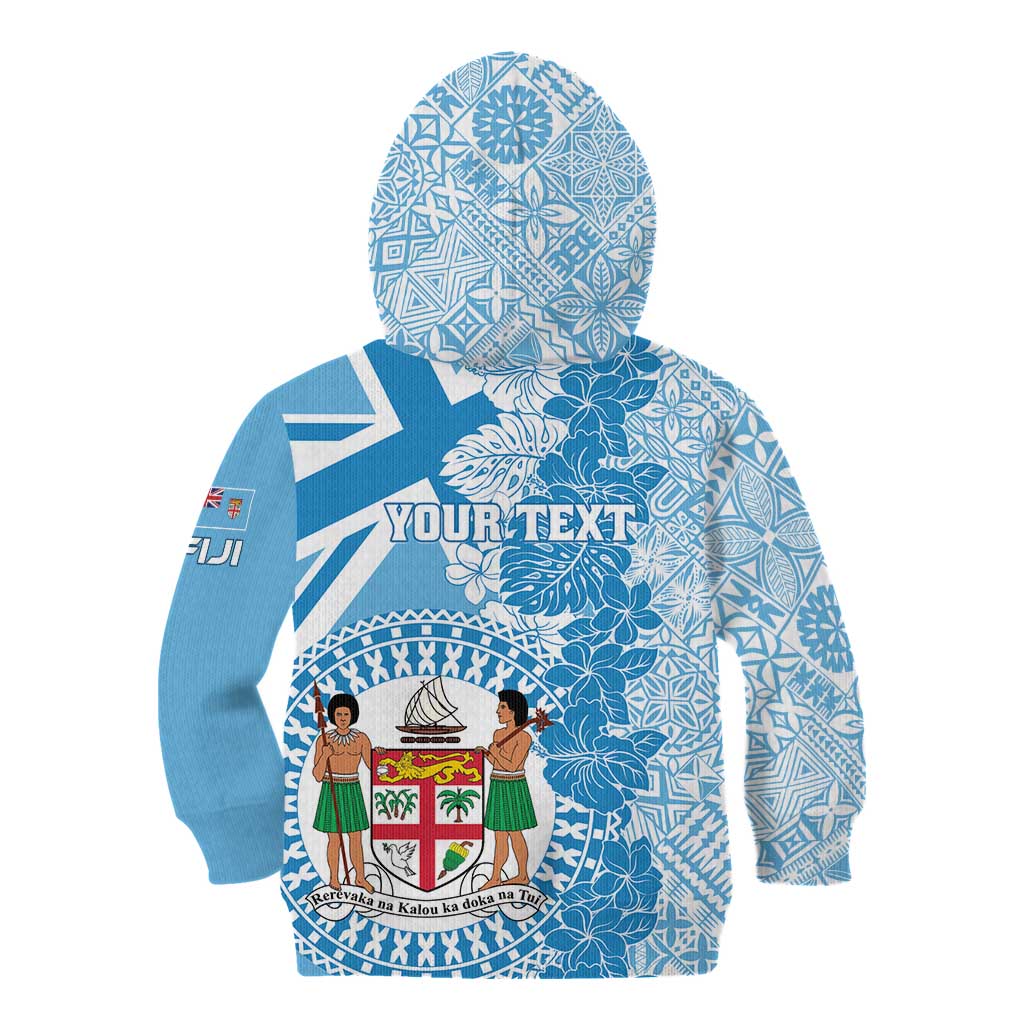 Personalised Fiji Day Kid Hoodie Fijian Map Hibiscus Tapa Pattern LT01